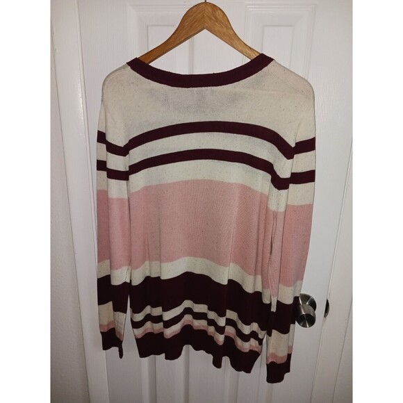 J Jason Wu Top Knit Women's XL Multi Striped Sweater Pink White Maroon **flaw** - Picture 8 of 12